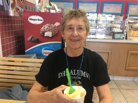 three people enjoying ice cream